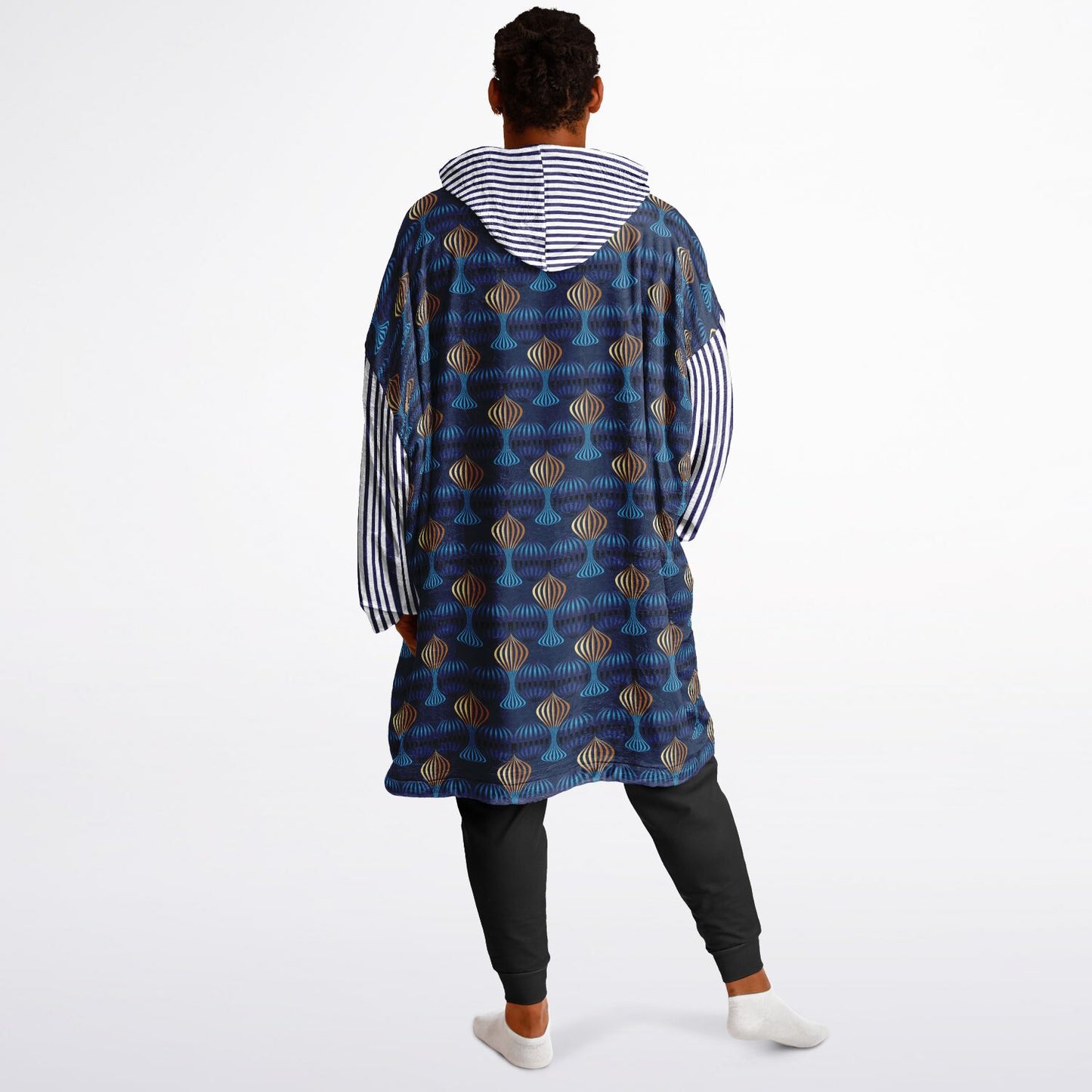 Snug Hoodie Economy - AOP Kukloso Fleuron Blue - Gold No 1 Large Pattern - Free Shipping