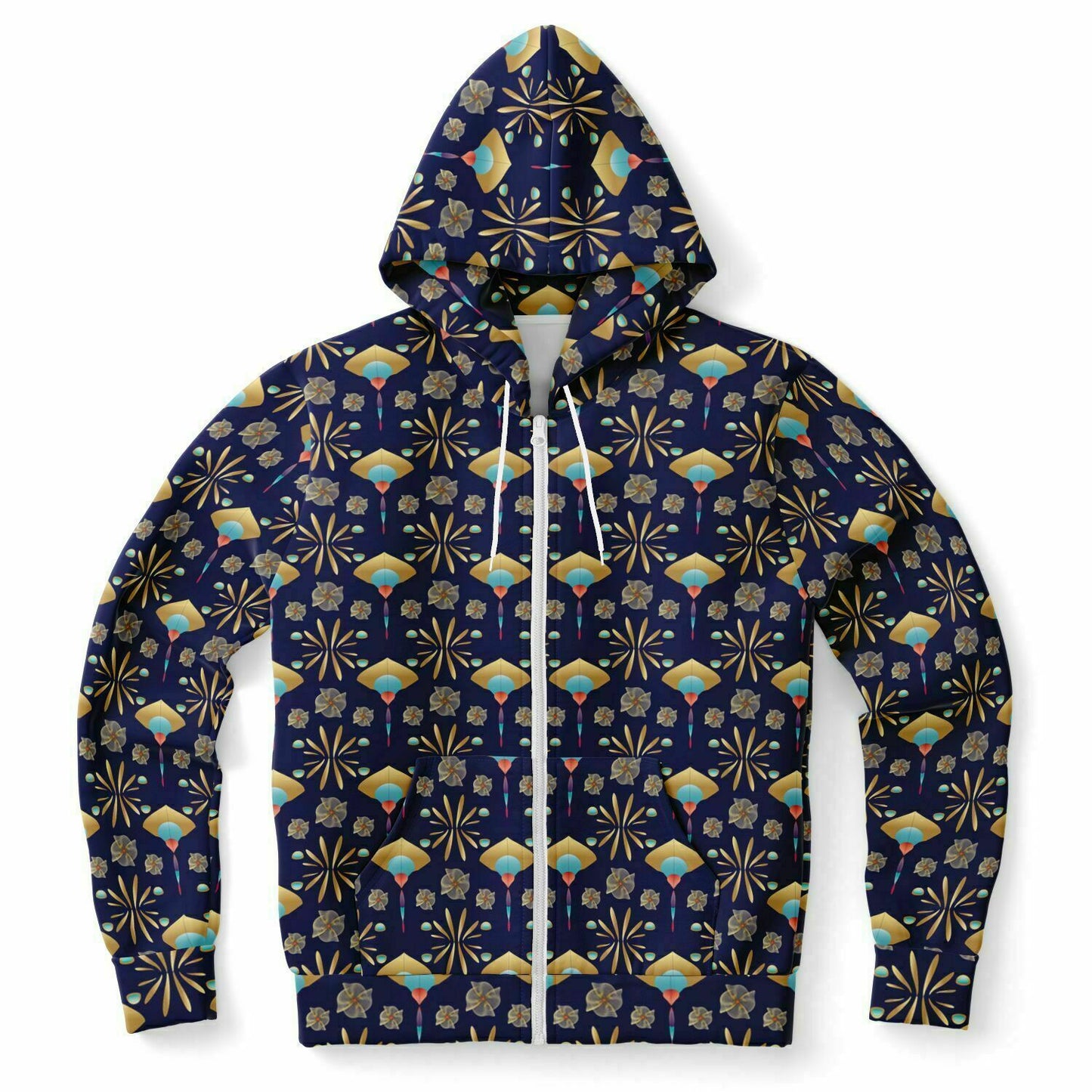 Fashion Zip-Up Hoodie - AOP Kukloso Abstractical No 55 Multicolored on Black - Free Shipping