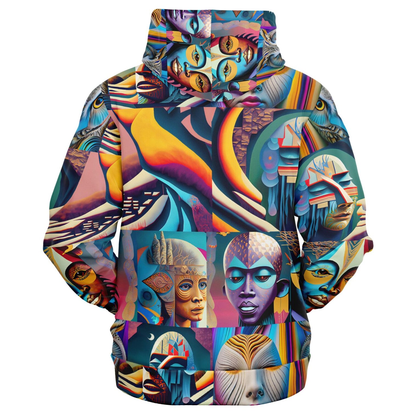 Fashion Zip-Up Hoodie - AOP Kukloso Cubist Faces No 33 - Free Shipping