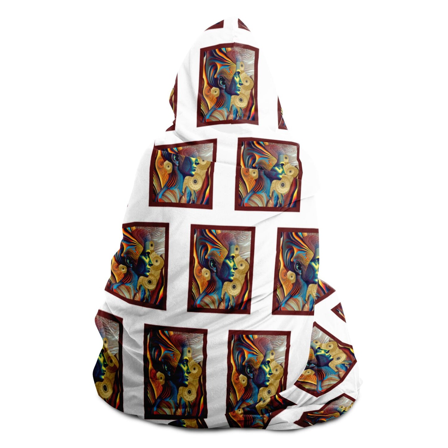 Hooded Blanket - AOP Kukloso Cubist Faces No 18 - Free Shipping