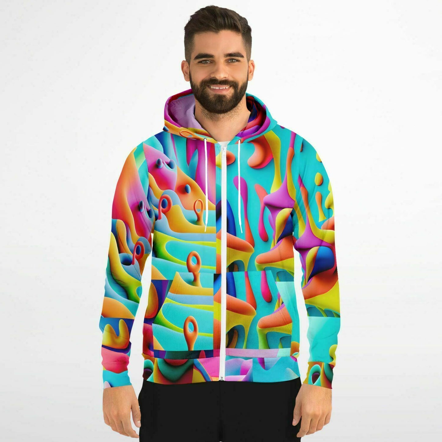 Fashion Zip-Up Hoodie - AOP Kukloso Got Color Multicolored Large Pattern - Free Shipping