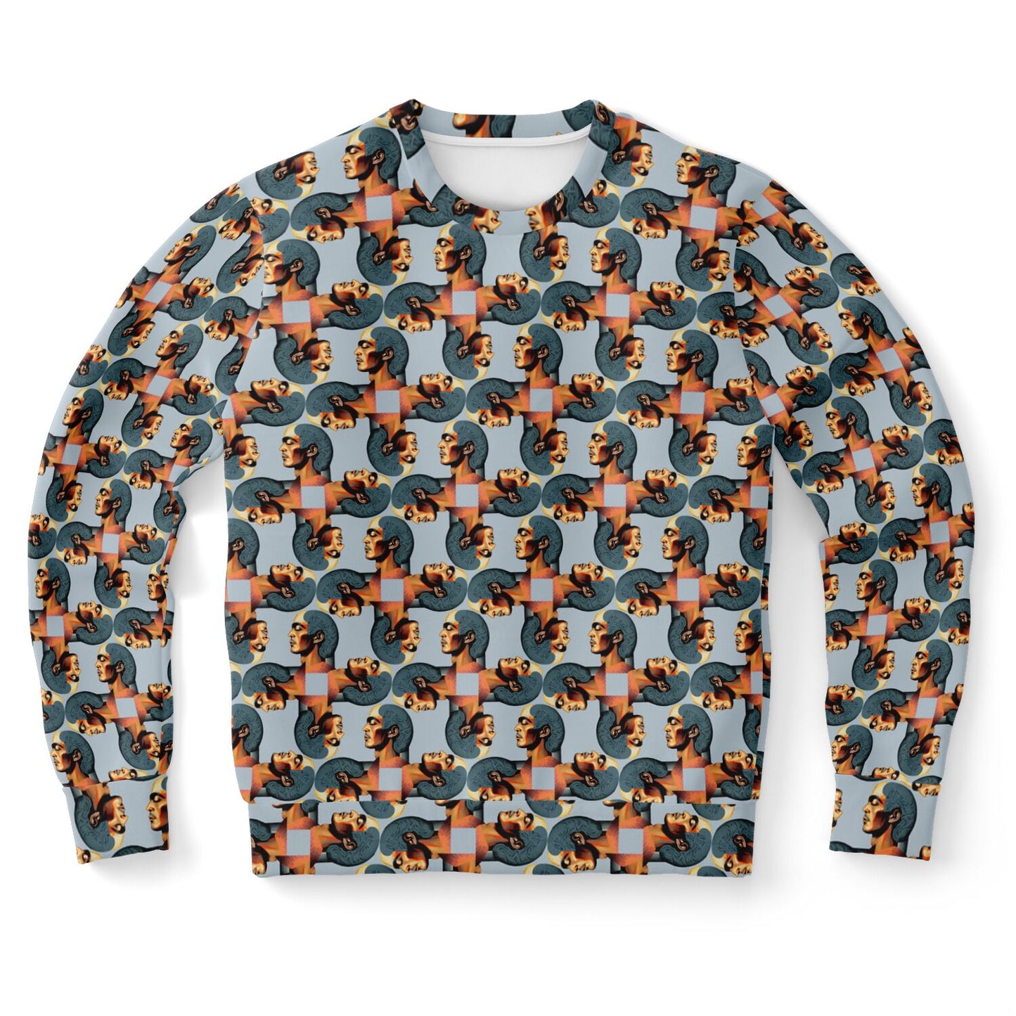 Athletic Sweatshirt - AOP Kukloso Cubist Faces No 52 - Free Shipping