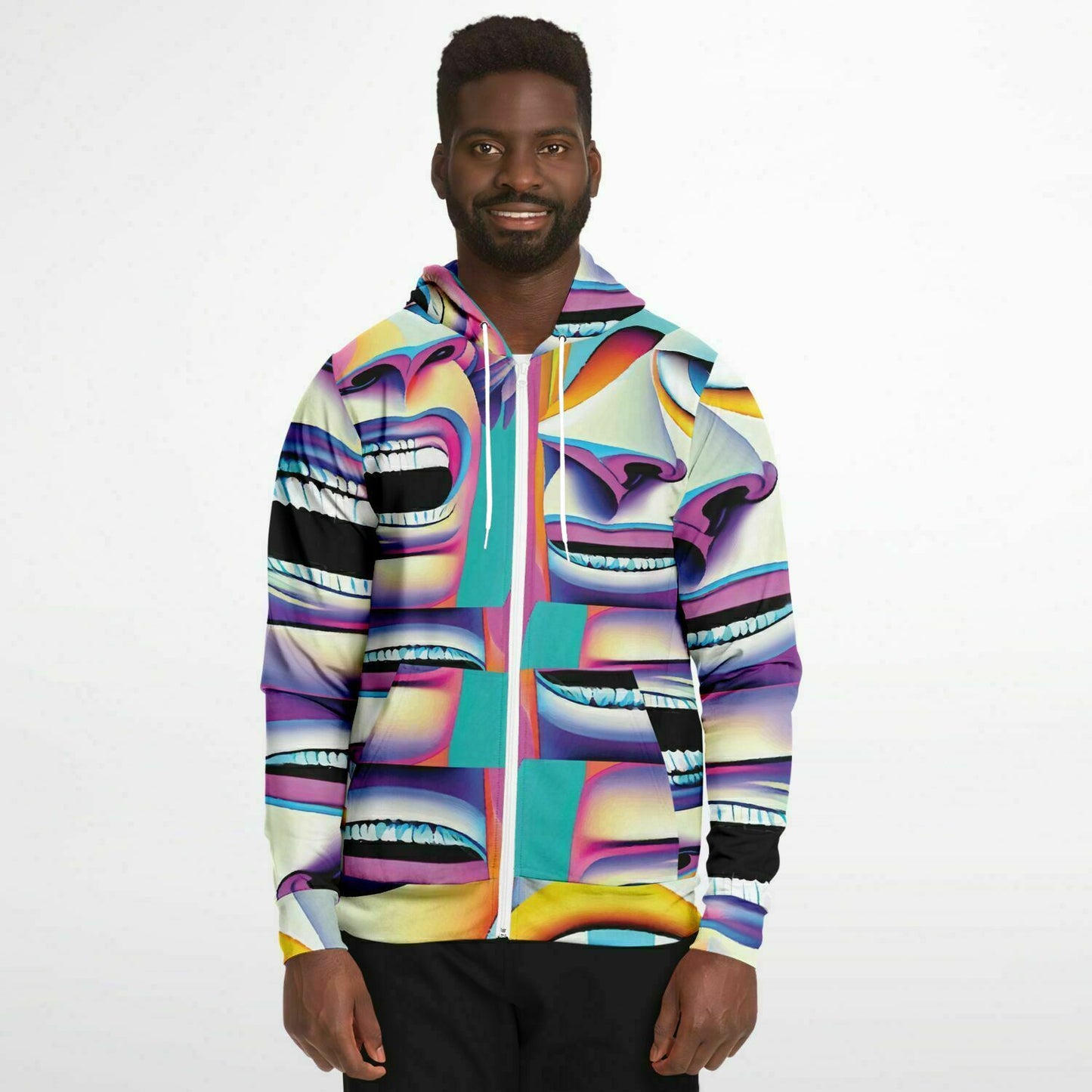 Fashion Zip-Up Hoodie - AOP Kukloso Cubist Faces No 7 A - Free Shipping