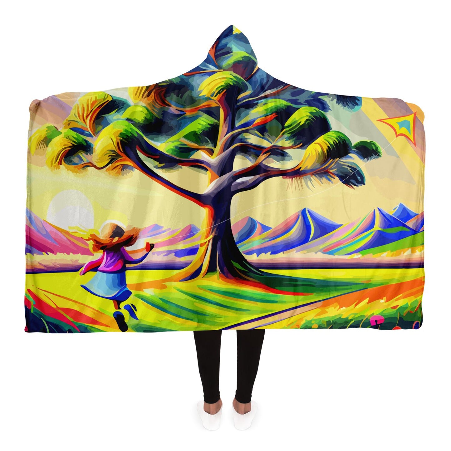 Hooded Blanket - AOP Kukloso Girl with a Kite No 2 Free Shipping