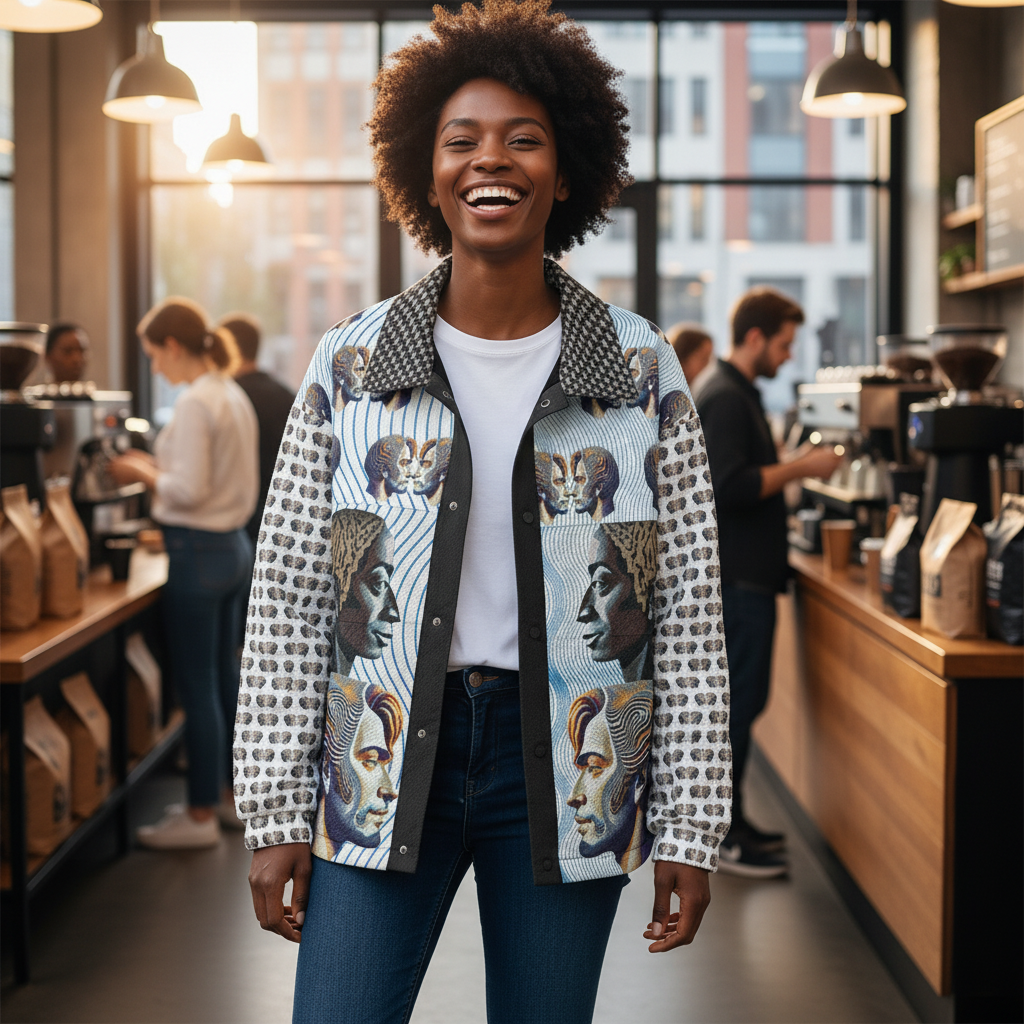 AOP Unisex Casual Lapel Jacket Kukloso Patchwork Collage No 112