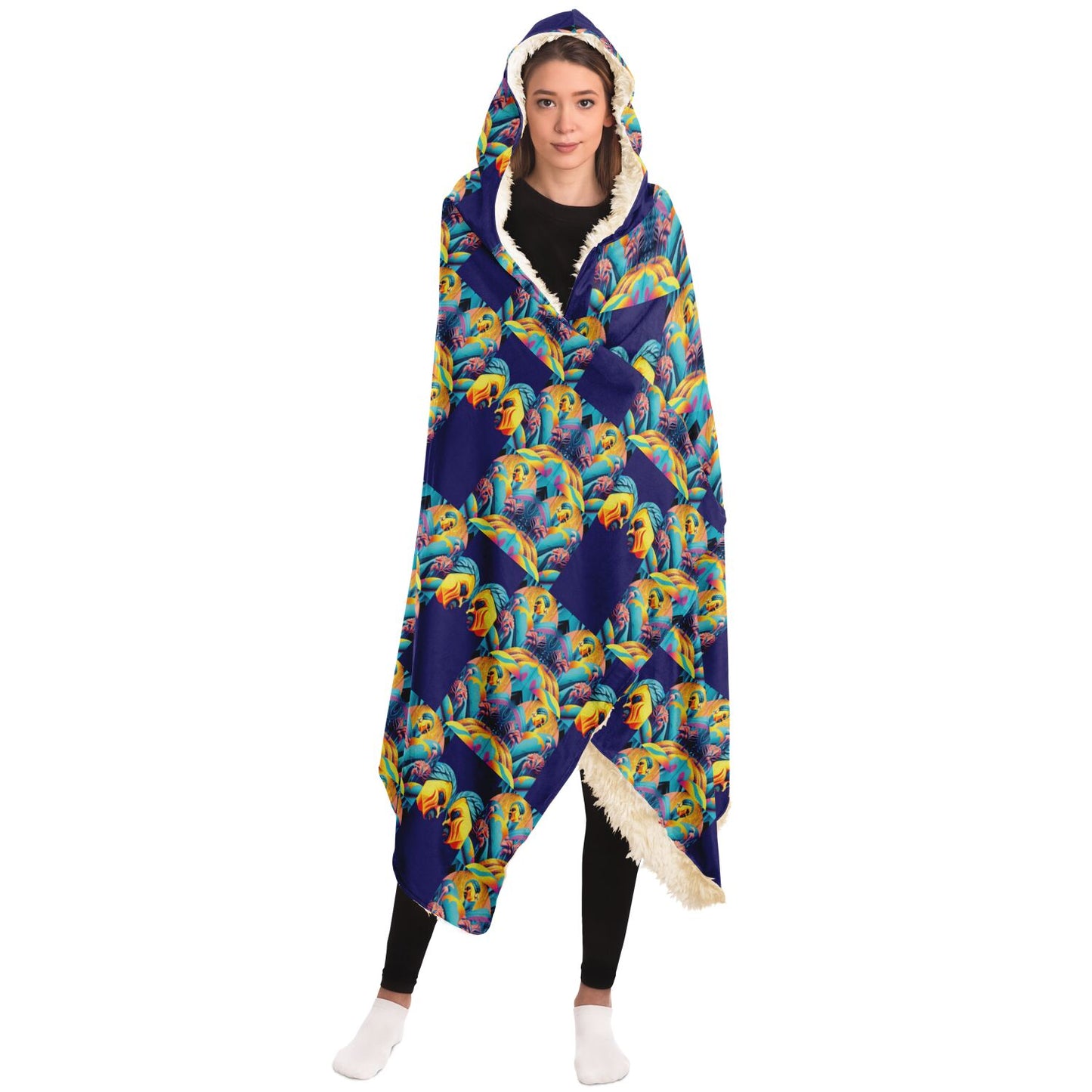 Hooded Blanket - AOP Kukloso Space Faces No 27 - Free Shipping