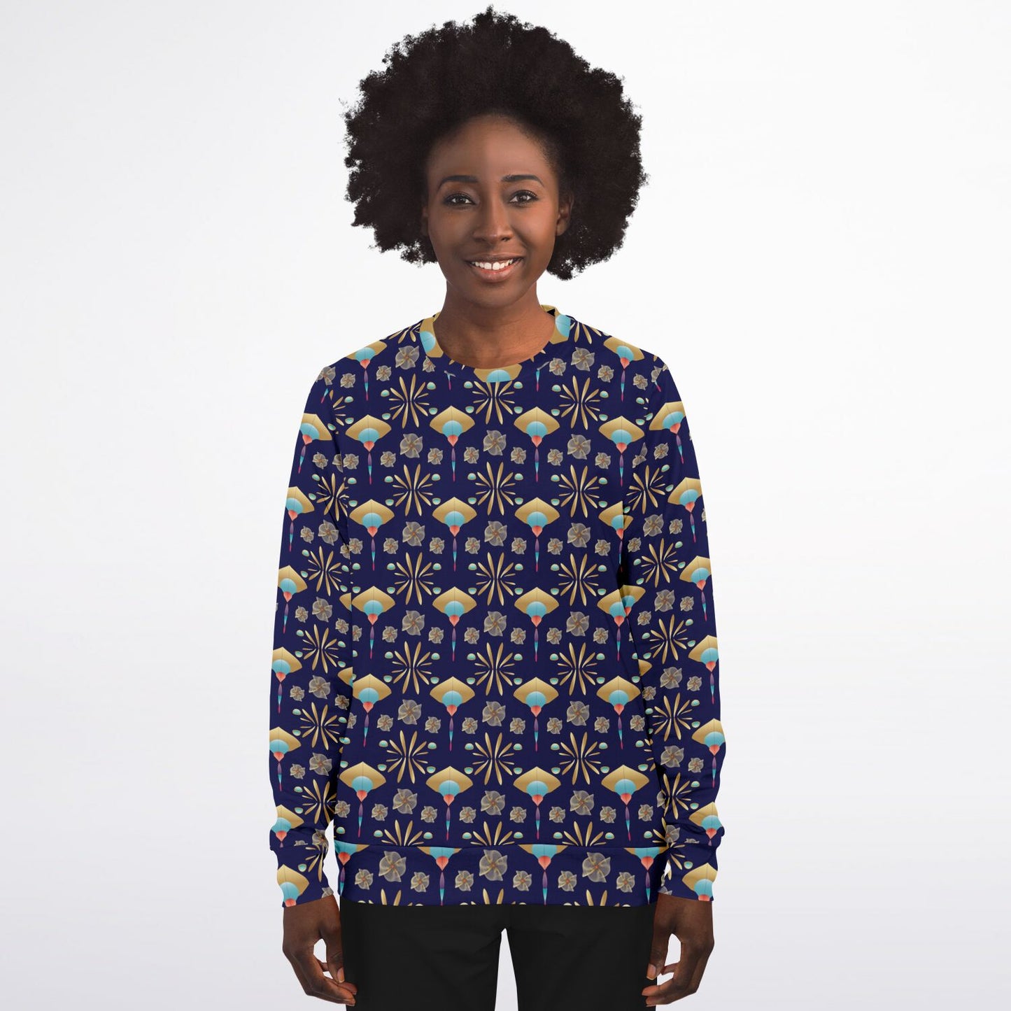 Athletic Sweatshirt - AOP Kukloso Abstractical No 55 No 2 on Navy - Free Shipping