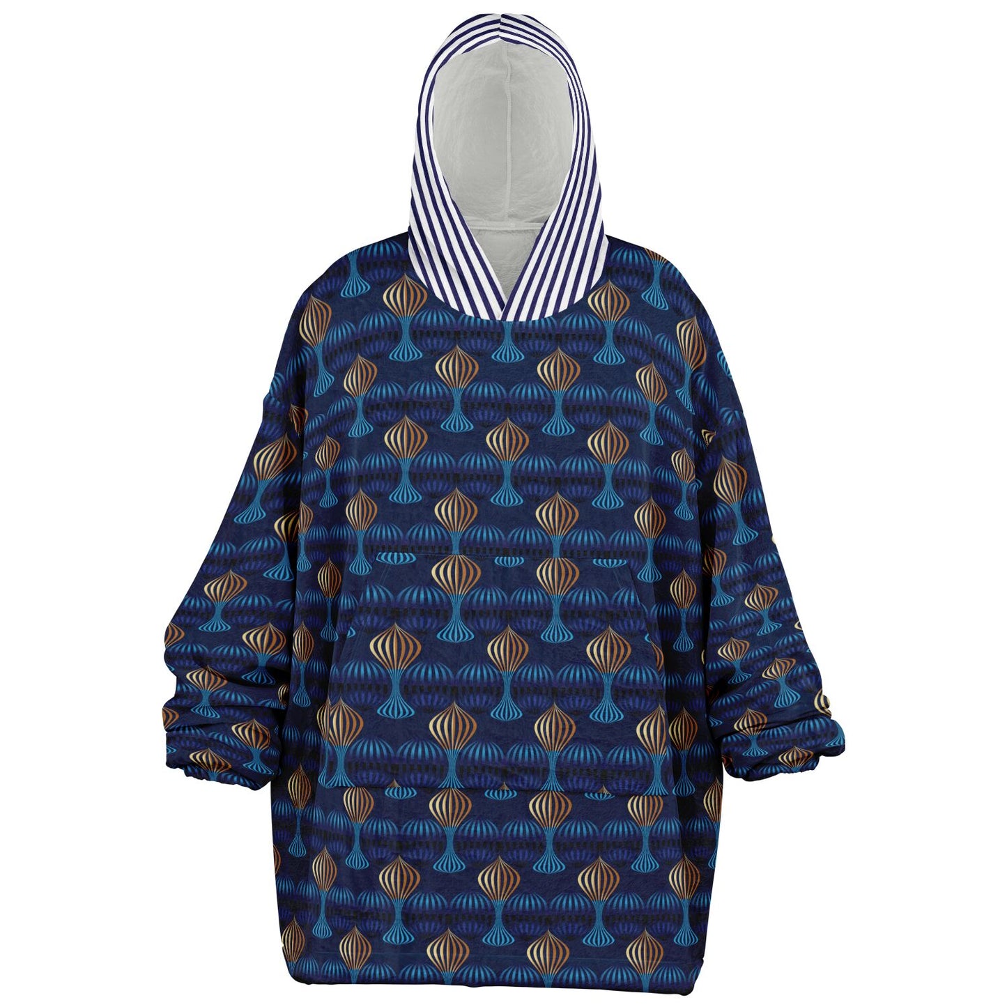Snug Hoodie Economy - AOP Kukloso Fleuron Blue - Gold No 2 Large Pattern - Free Shipping