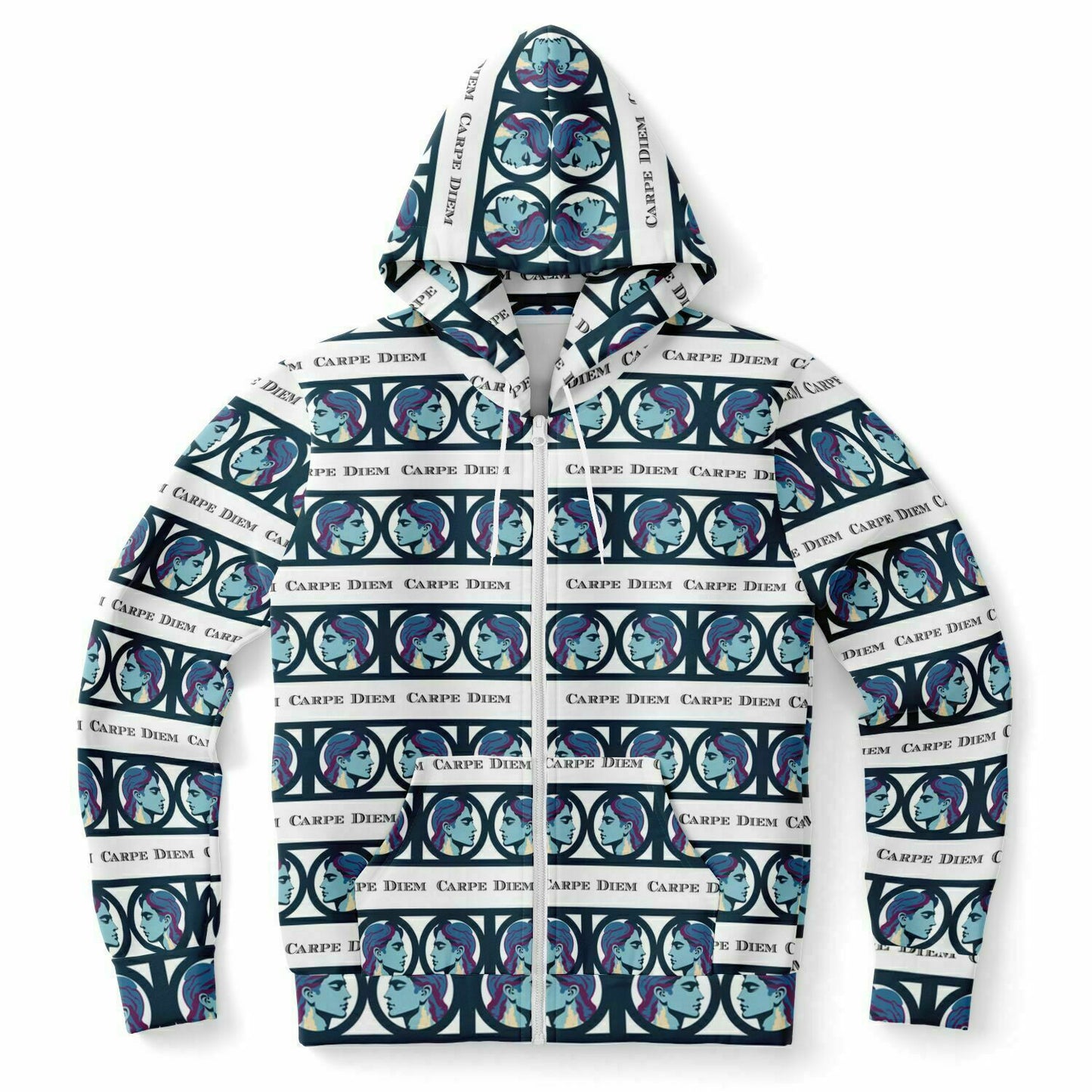 Fashion Zip-Up Hoodie - AOP Kukloso Roman Faces No 2 B Carpe Diem - Free Shipping