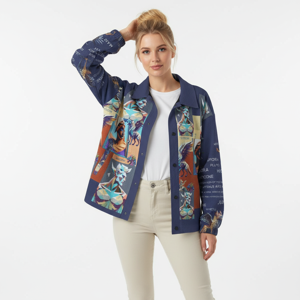 AOP Unisex Casual Lapel Jacket Kukloso Patchwork Collage No 108