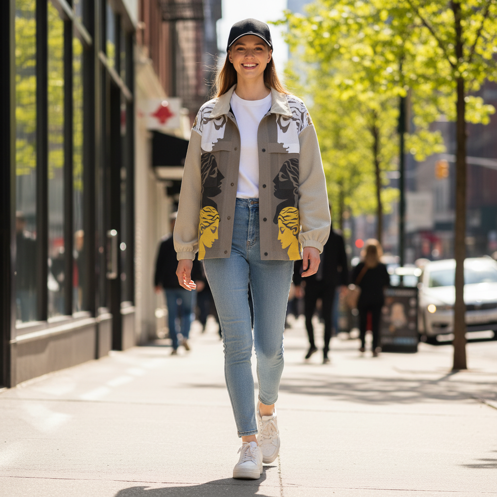 AOP Unisex Casual Lapel Jacket Kukloso Patchwork Collage No 104