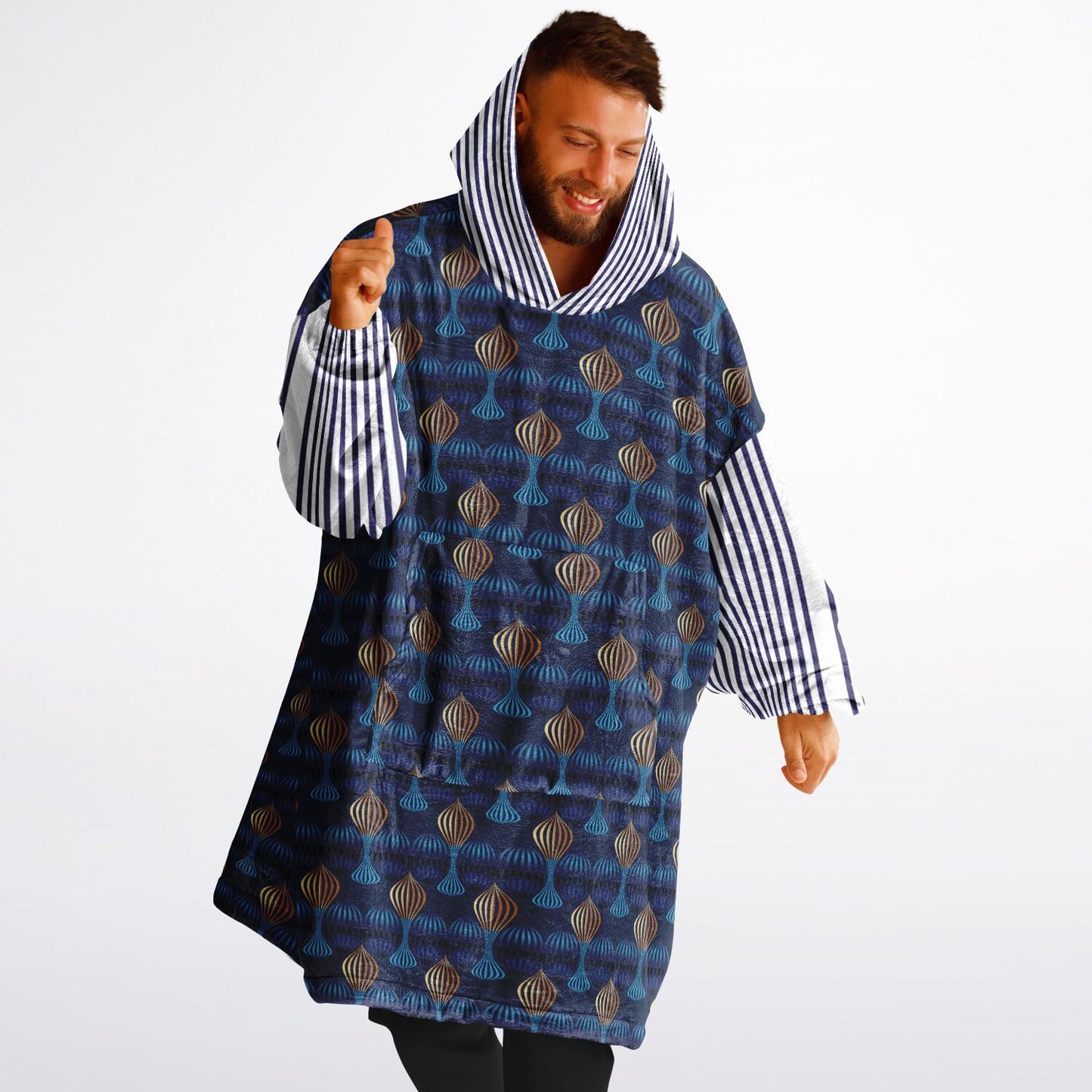 Snug Hoodie Economy - AOP Kukloso Fleuron Blue - Gold No 1 Large Pattern - Free Shipping