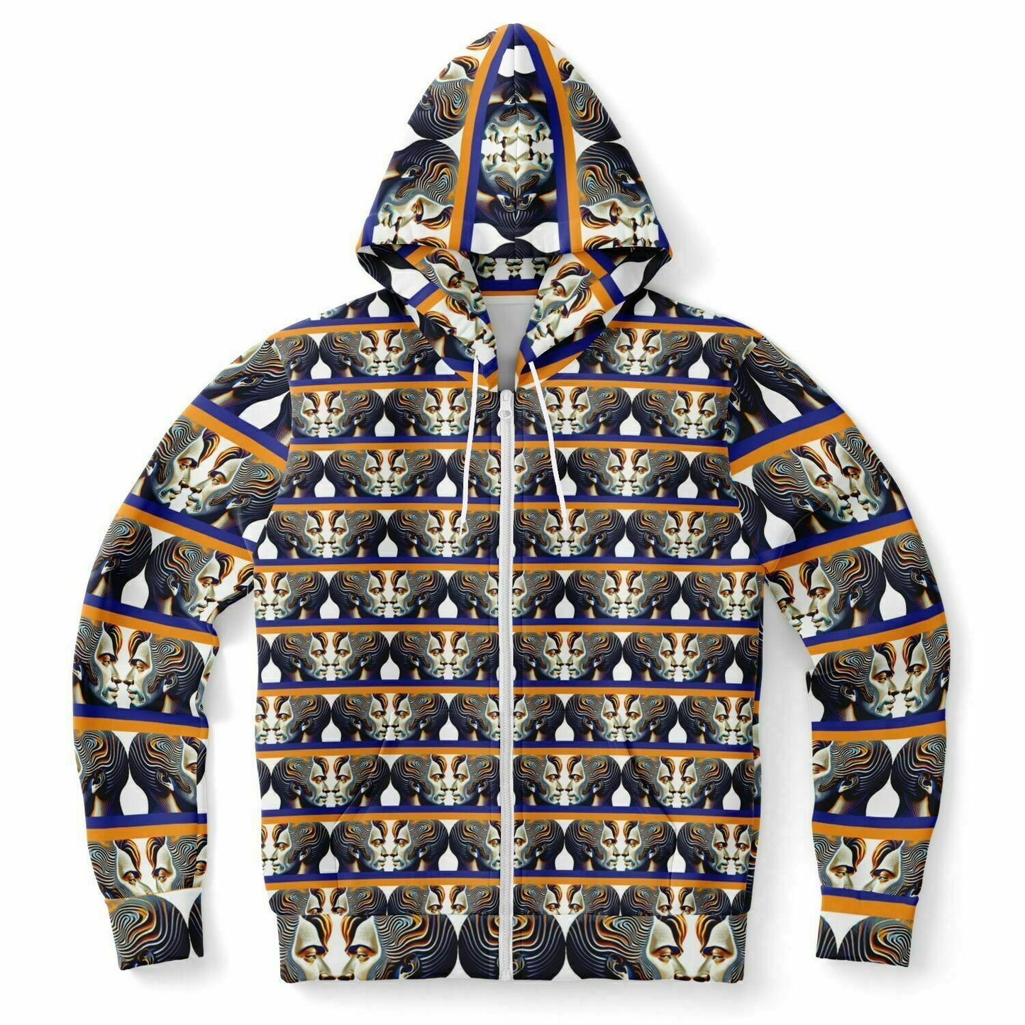 Fashion Zip-Up Hoodie - AOP Kukloso Cubist Faces No 43 A - Free Shipping