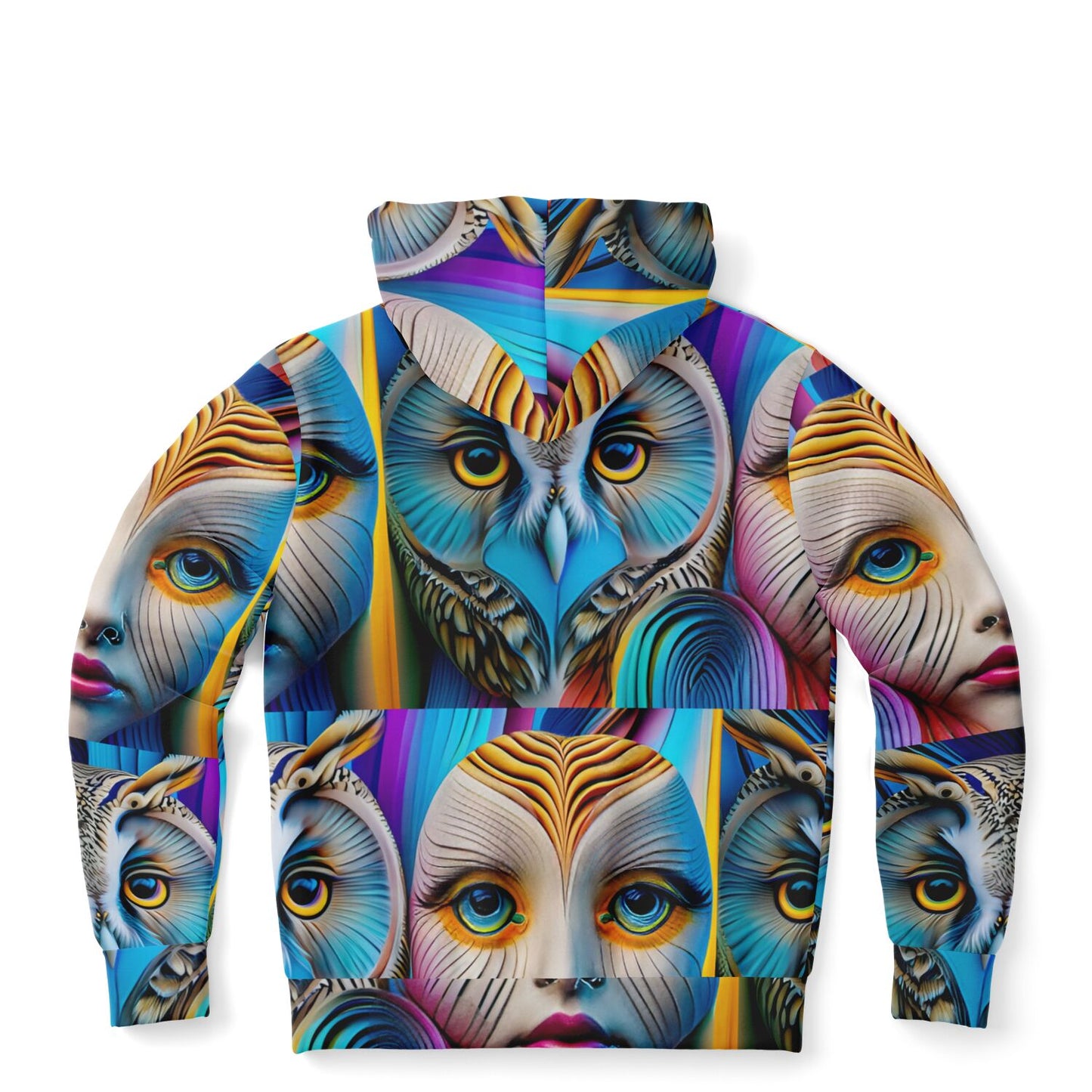 Athletic Zip-Up Hoodie - AOP Kukloso Cubist Faces No 11, Multicolored - Free Shipping
