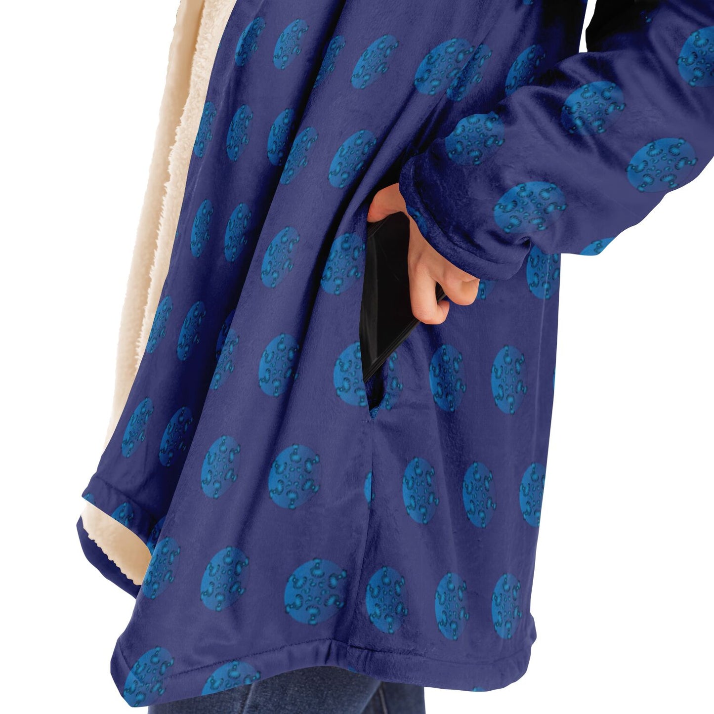 Microfleece Cloak - AOP Kukloso Whimsical No 111 Blue on Blue - Free Shipping