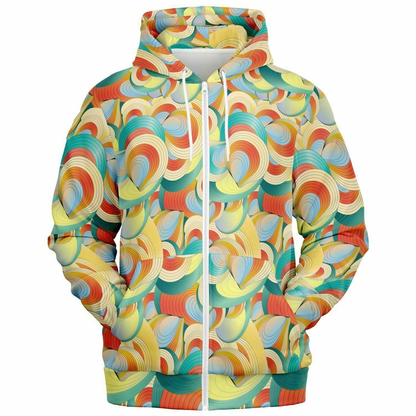 Fashion Zip-Up Hoodie - AOP Kukloso Ice Cream Swirls No 60 Multicolored - Free Shipping