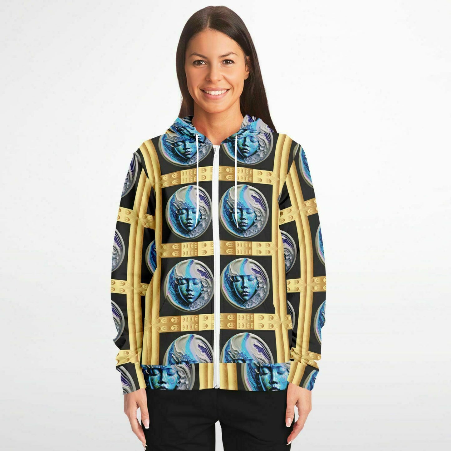 Fashion Zip-Up Hoodie - AOP Kukloso Space Faces No 51 - Free Shipping