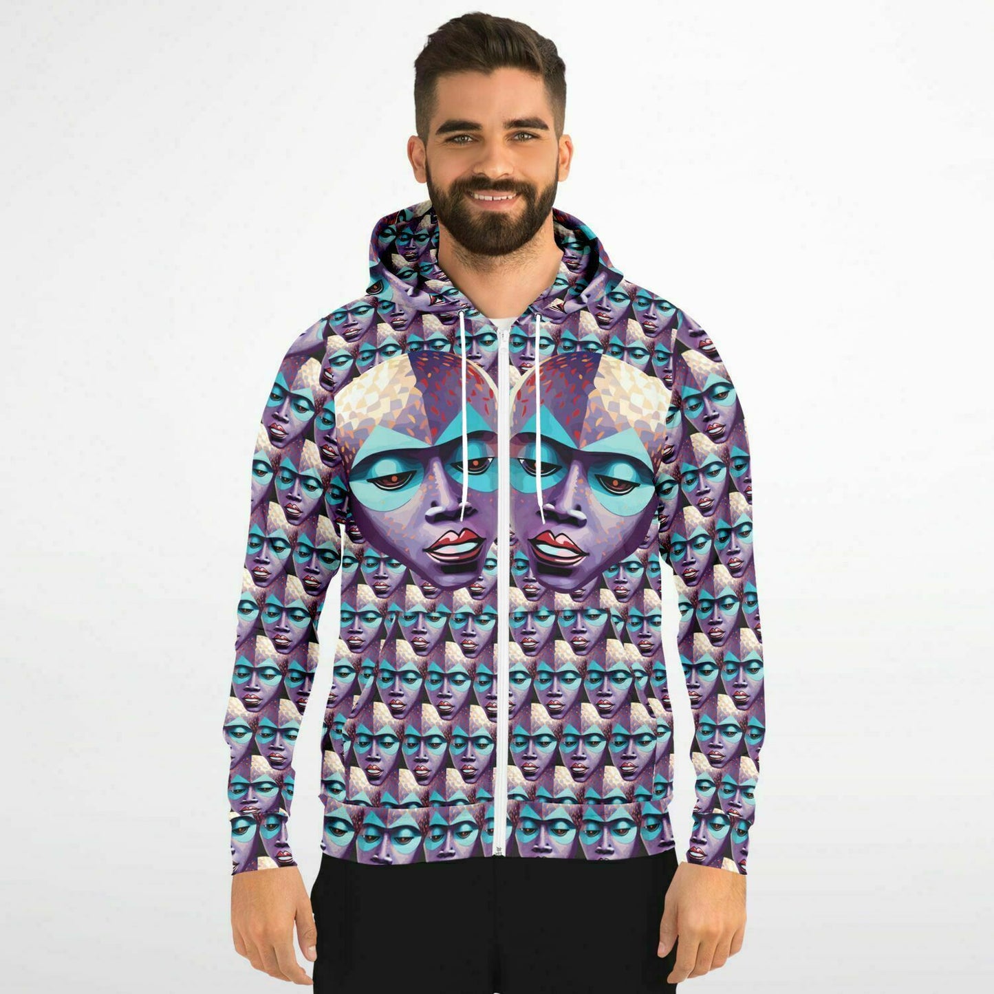 Fashion Zip-Up Hoodie - AOP Kukloso Space Faces No 22 - Free Shipping