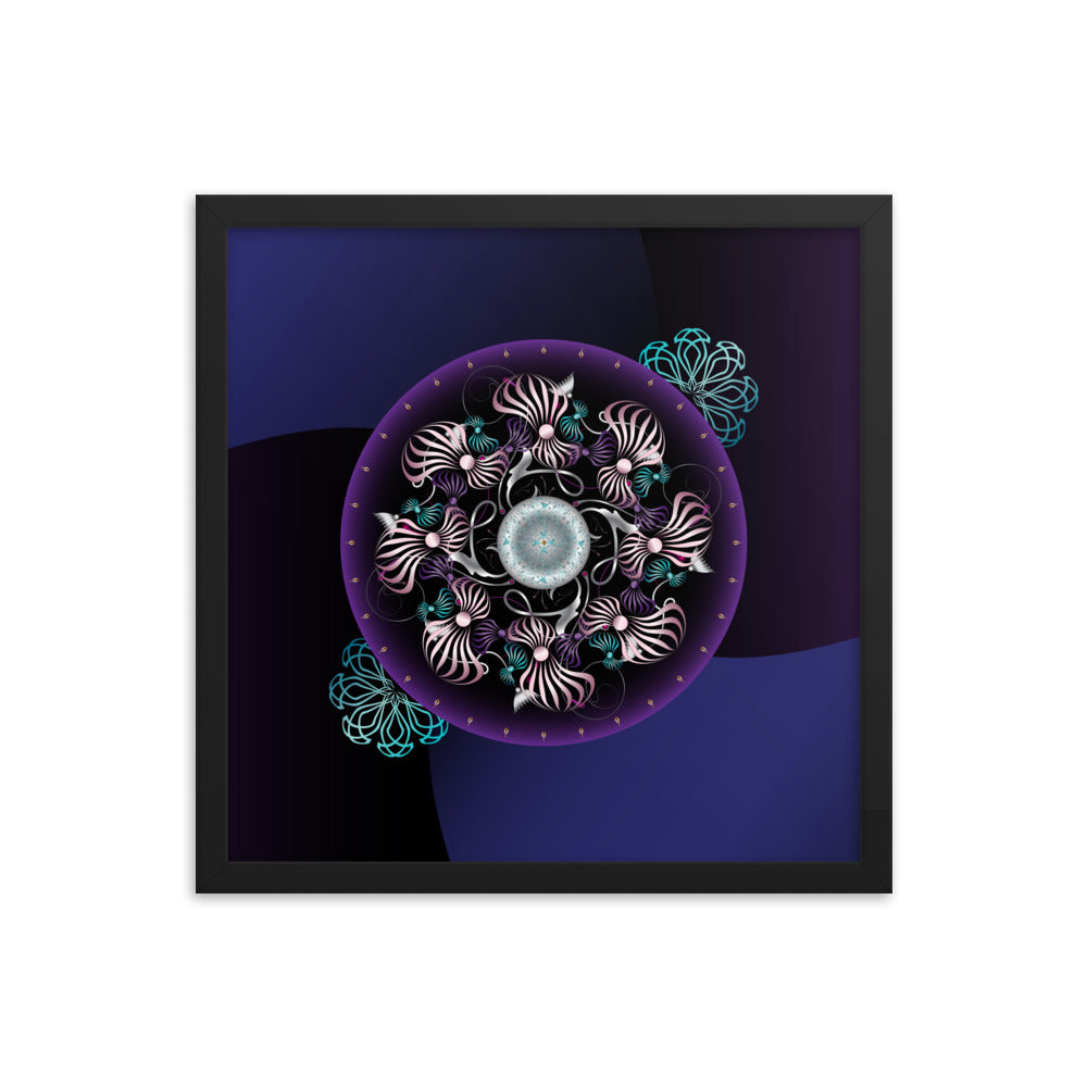 Framed Poster OVC No 4298 Intensely Intricate Mandala Purple - Pink - Aqua Free Shipping