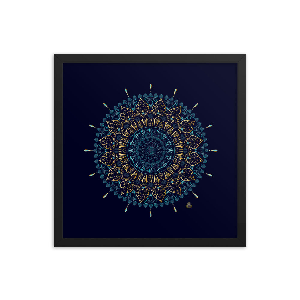 Framed Poster Kuklos No 4331 Mandala Black - Gold Free Shipping
