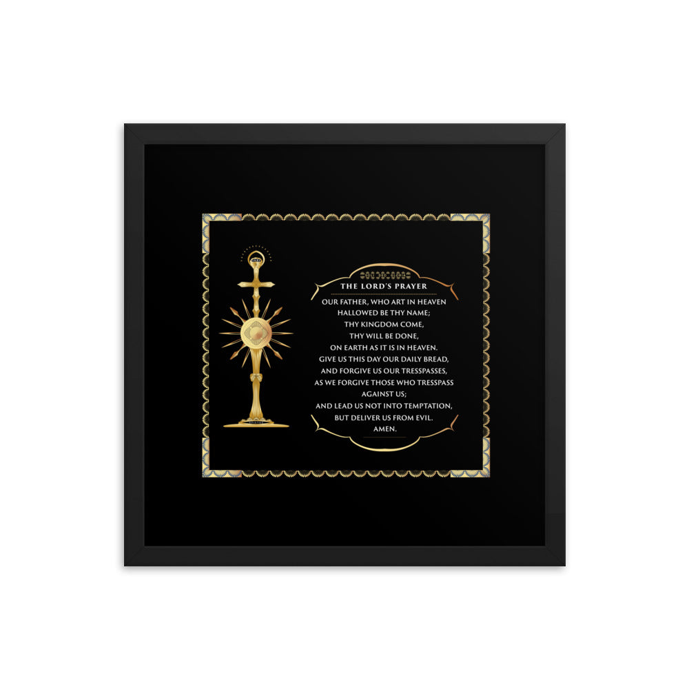 Framed poster The Lord's Prayer with a Golden Monstrance Free - Shipping