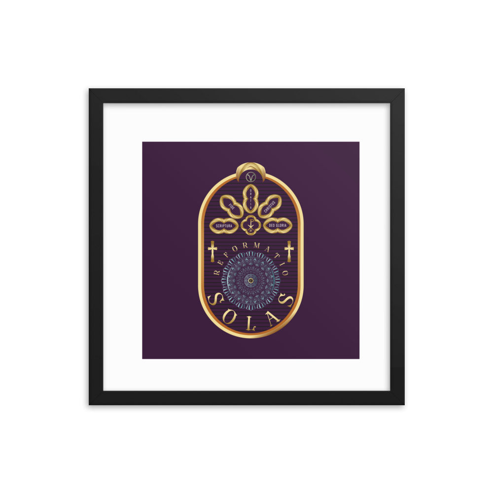 Framed poster The Five Solas of the Reformation Purple - Free Shipping