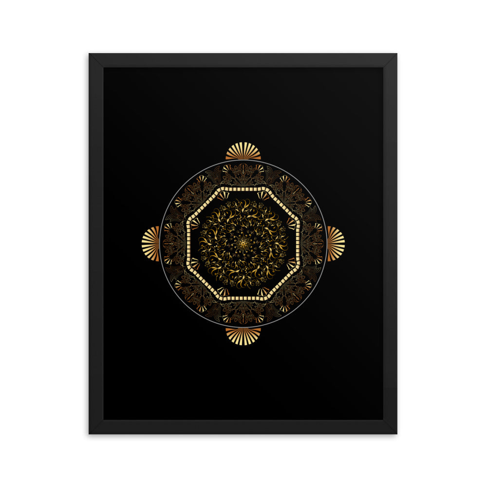 Framed poster Kuklos No 4483 Mandala Gold - Black Free Shipping