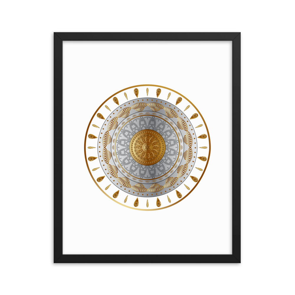 Framed Poster Circumplexical No 3531 Mandala Aqua - Gold Free Shipping