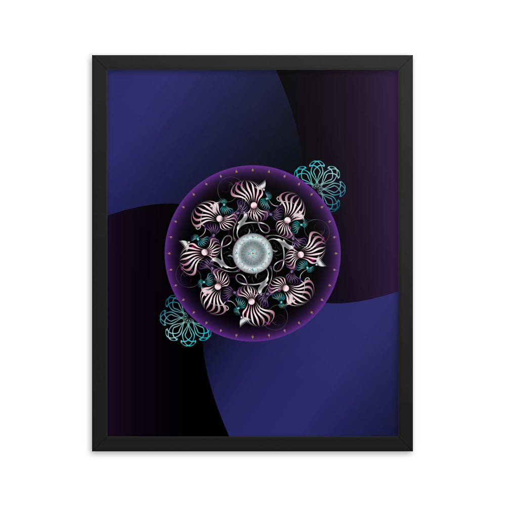 Framed Poster OVC No 4298 Intensely Intricate Mandala Purple - Pink - Aqua Free Shipping