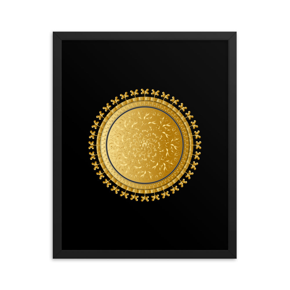 Framed Poster OVC No 4220 Intensely Intricate Mandala Black - Gold Free Shipping