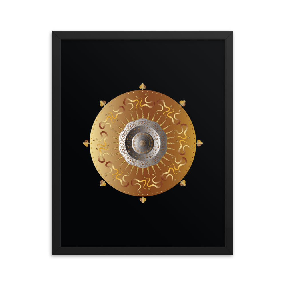 Framed Poster OVC No 4214 Intricate Mandala Black - Gold Free Shipping