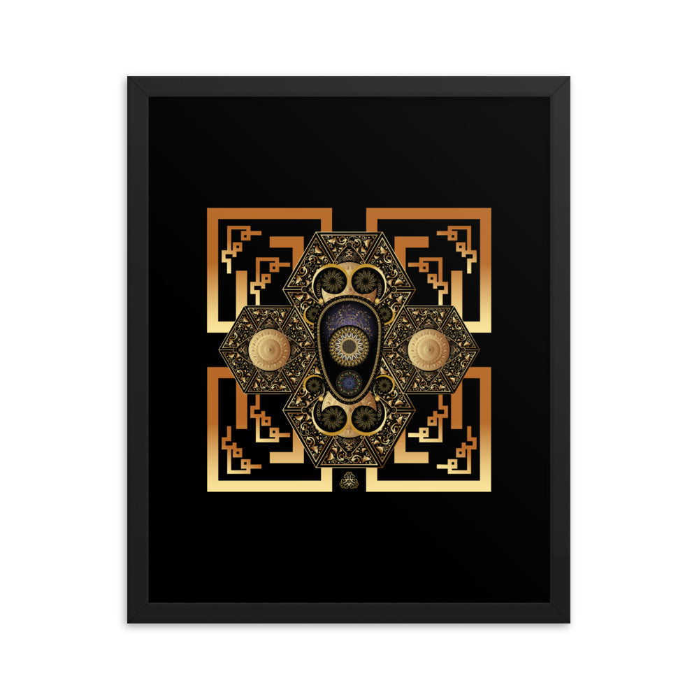 Framed Poster OVC No 4182 Intensely Intricate Mandala Black - Gold Free Shipping