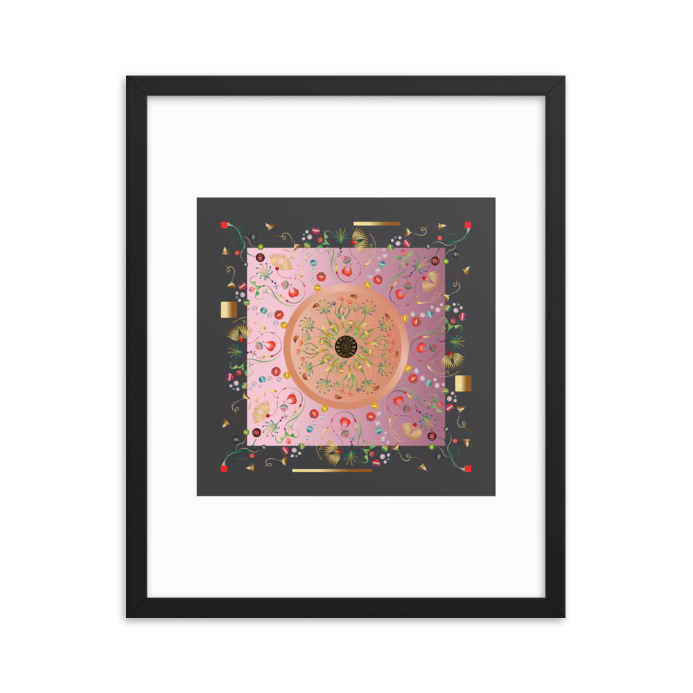 Framed Poster Kuklos No 4390 Mandala Aqua - Pink - Gold Free Shipping