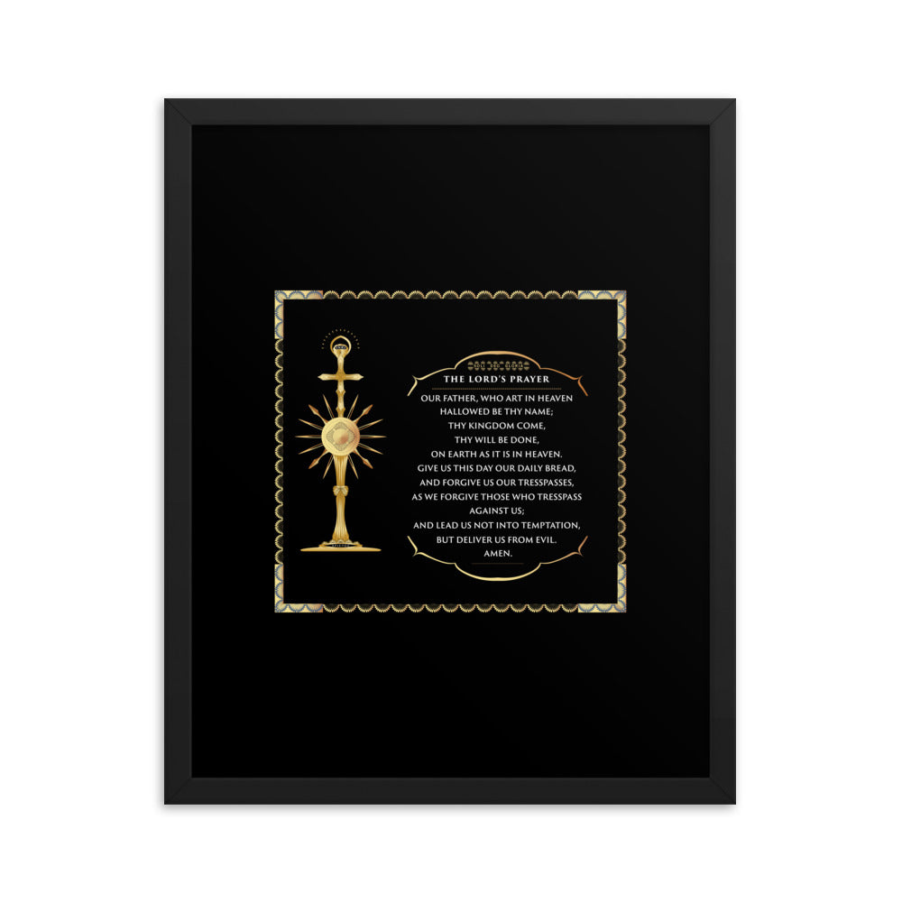 Framed poster The Lord's Prayer with a Golden Monstrance Free - Shipping