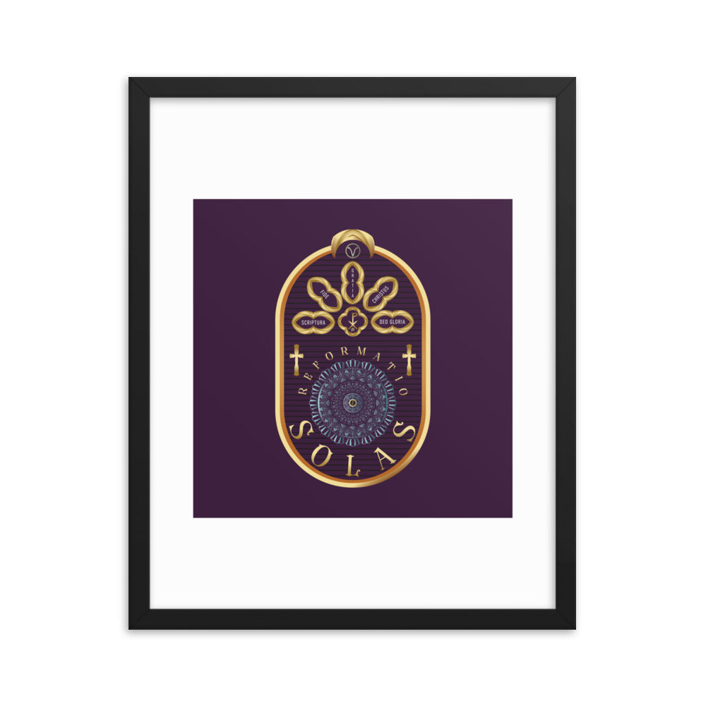 Framed poster The Five Solas of the Reformation Purple - Free Shipping