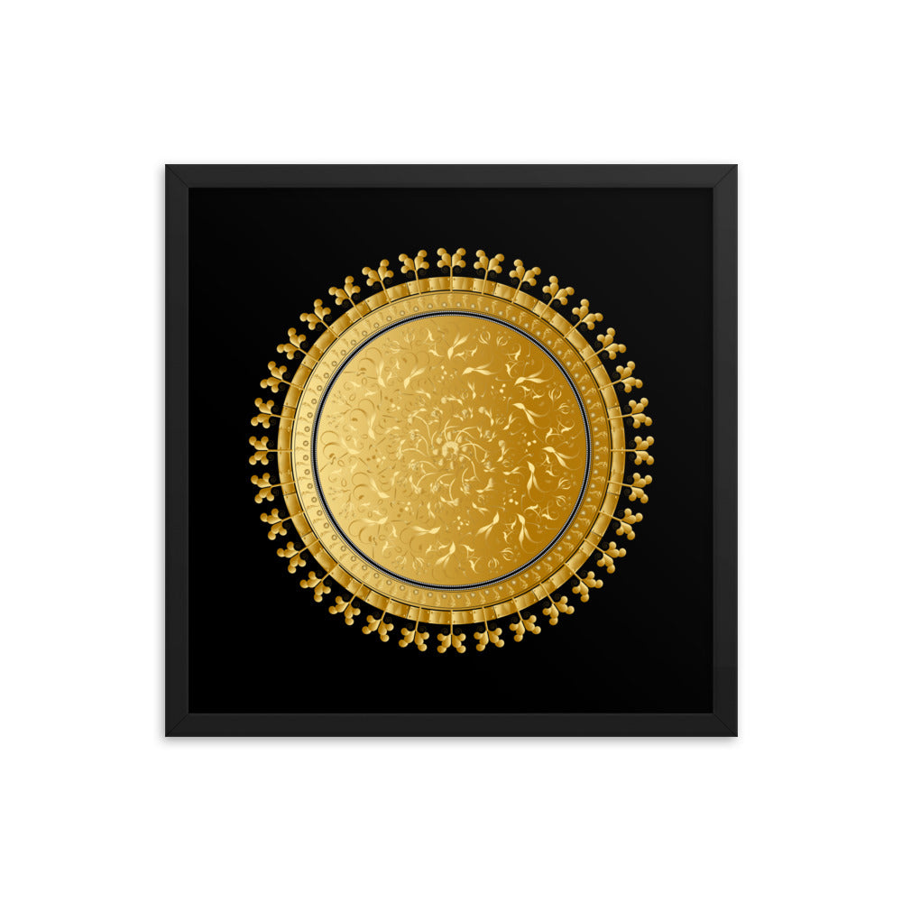 Framed Poster OVC No 4220 Intensely Intricate Mandala Black - Gold Free Shipping