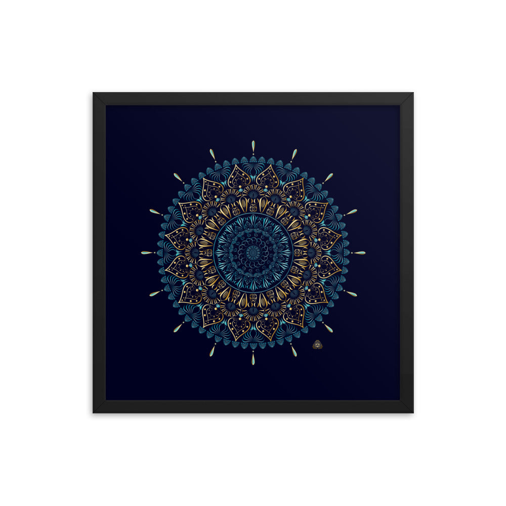 Framed Poster Kuklos No 4331 Mandala Black - Gold Free Shipping