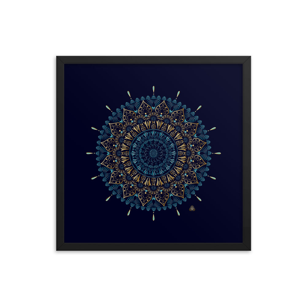 Framed Poster Kuklos No 4331 Mandala Aqua - Gold Free Shipping