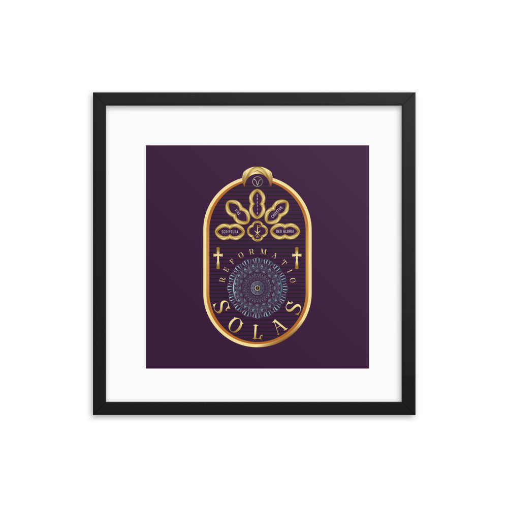 Framed poster The Five Solas of the Reformation Purple - Free Shipping