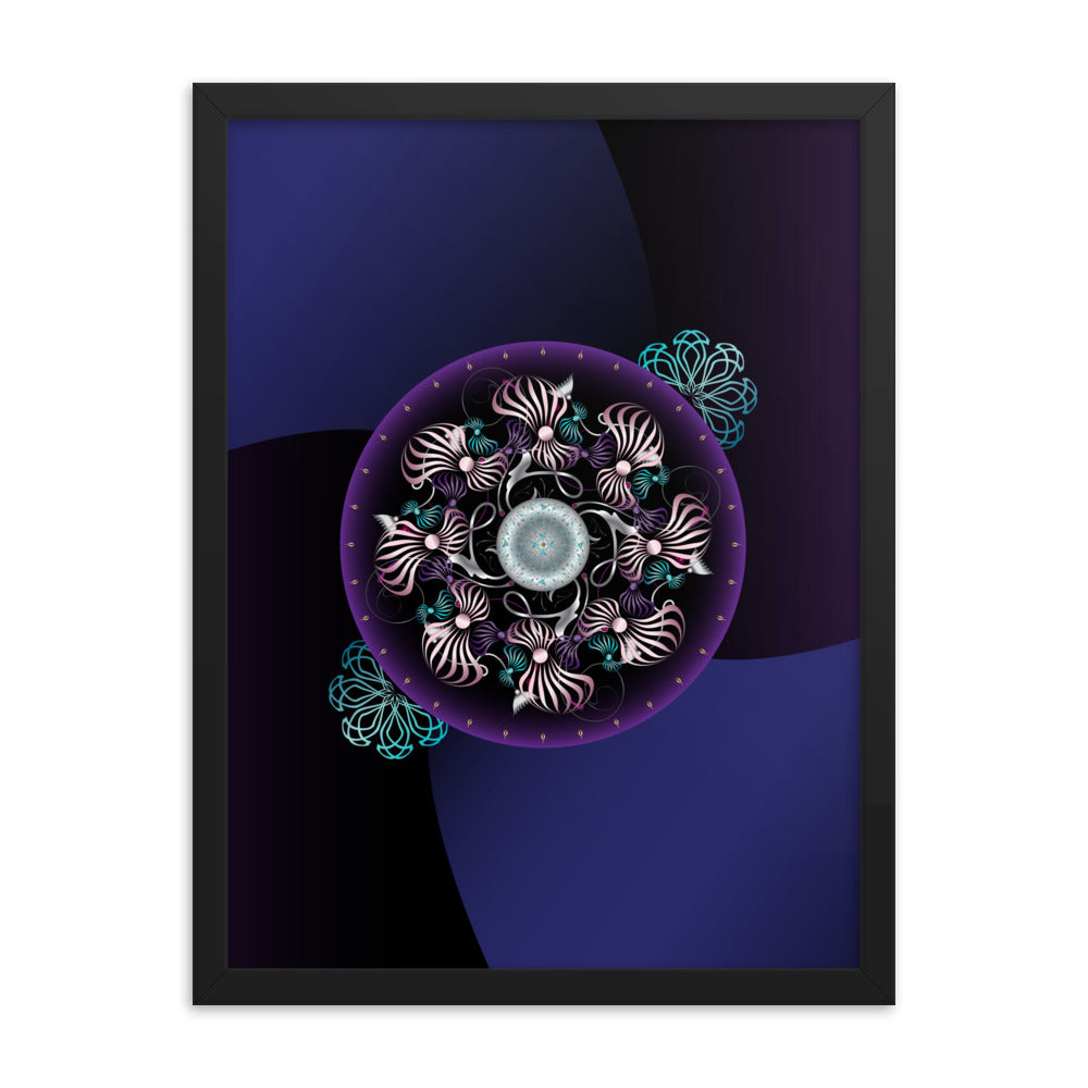 Framed Poster OVC No 4298 Intensely Intricate Mandala Purple - Pink - Aqua Free Shipping