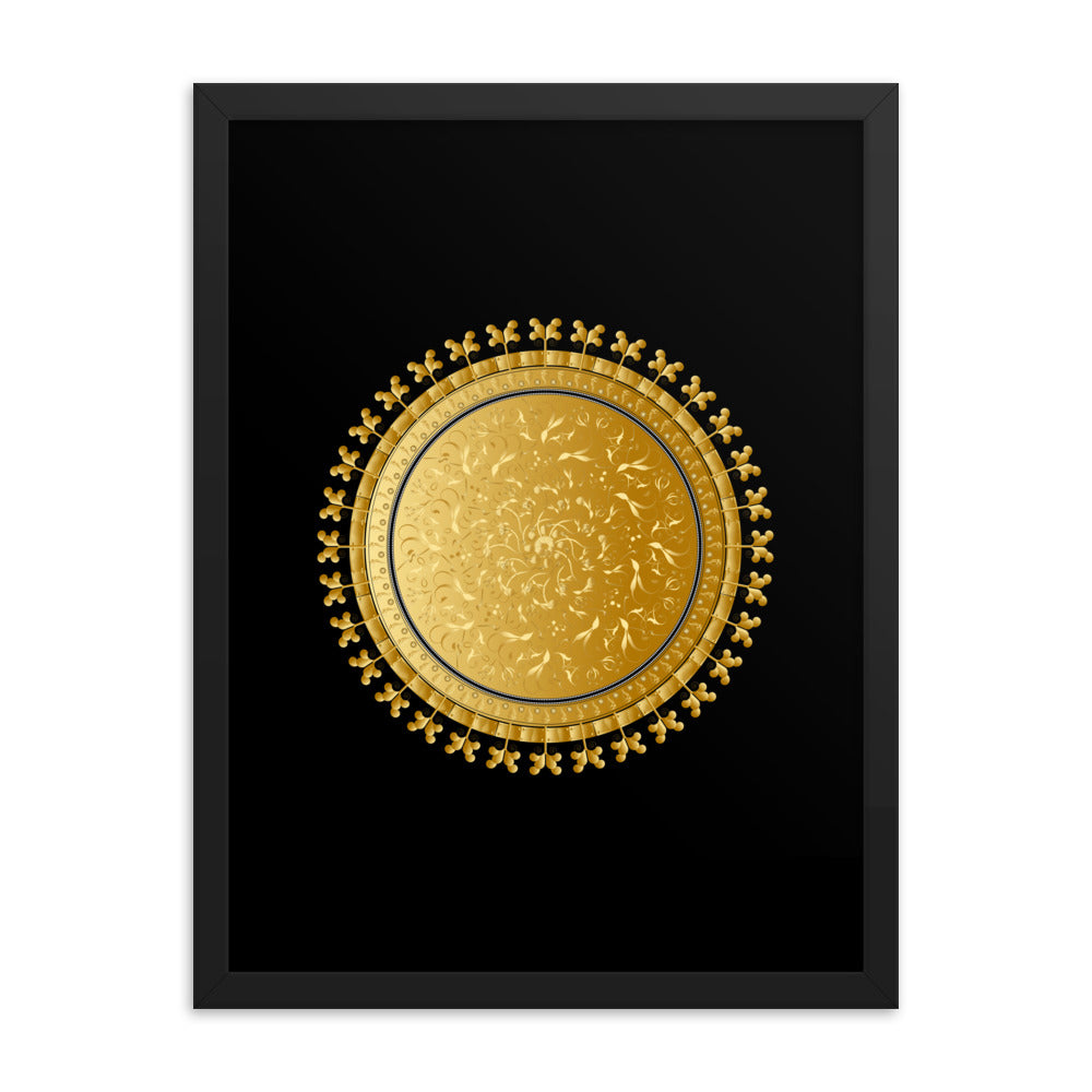 Framed Poster OVC No 4220 Intensely Intricate Mandala Black - Gold Free Shipping