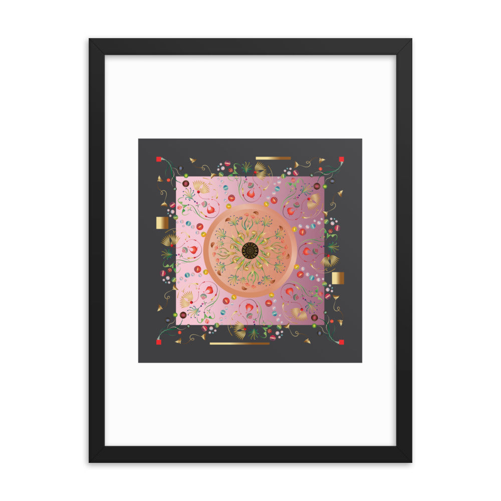 Framed Poster Kuklos No 4390 Mandala Aqua - Pink - Gold Free Shipping