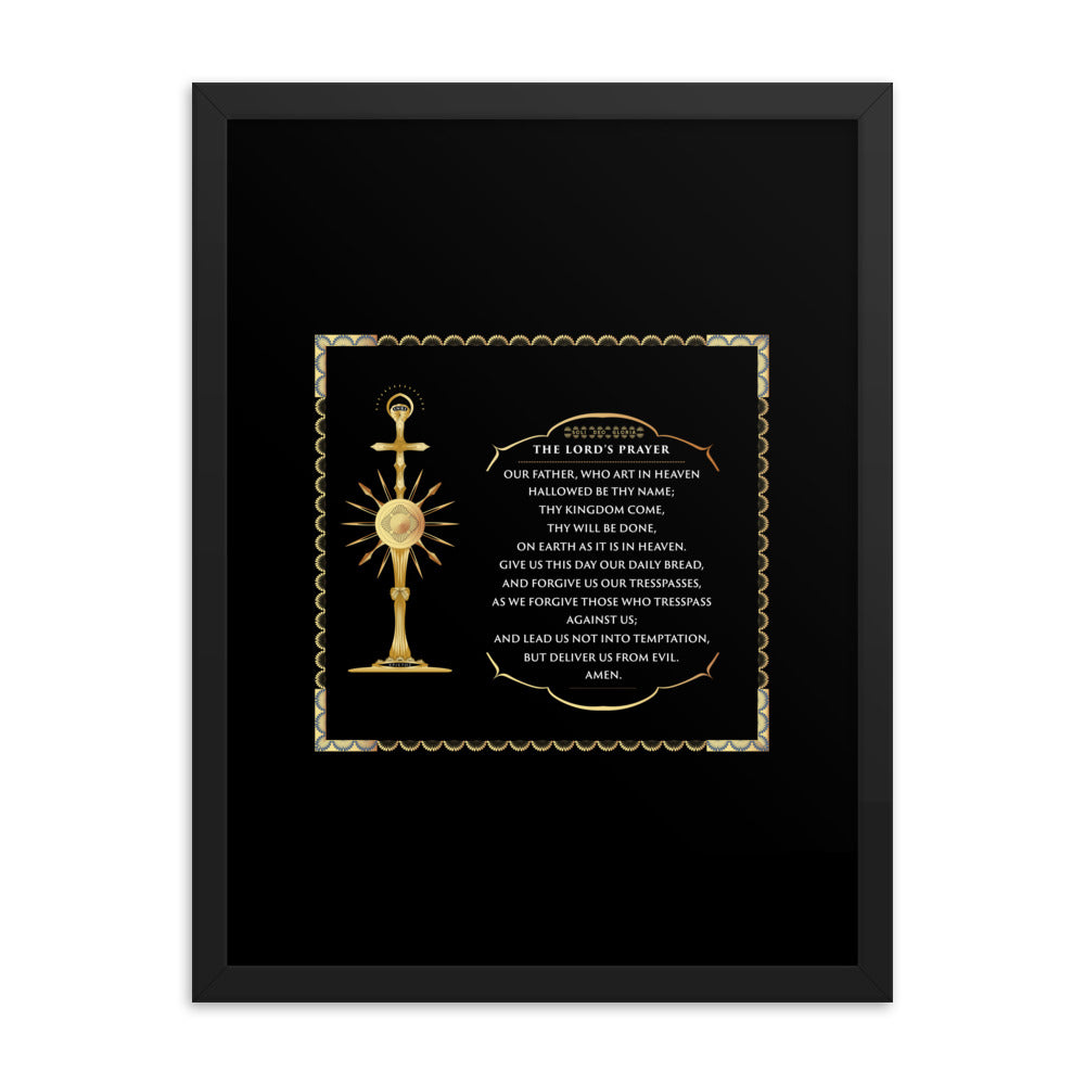 Framed poster The Lord's Prayer with a Golden Monstrance Free - Shipping