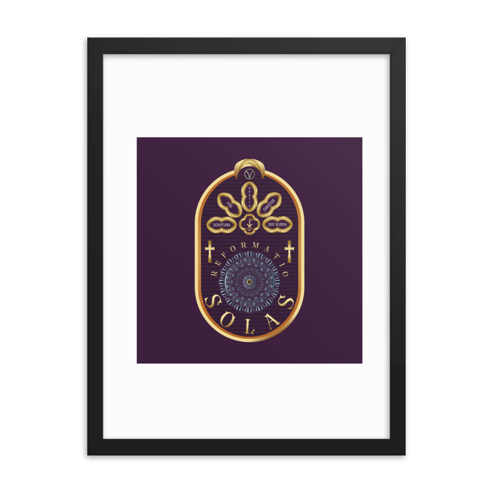 Framed poster The Five Solas of the Reformation Purple - Free Shipping
