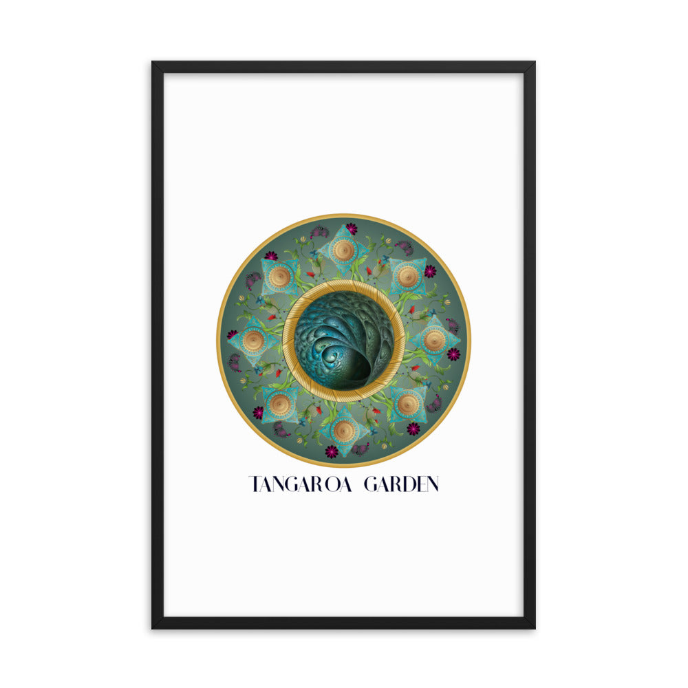 Framed Poster Circumplexical No 3729 Mandala Tangaroa Garden - Maori legend Free Shipping