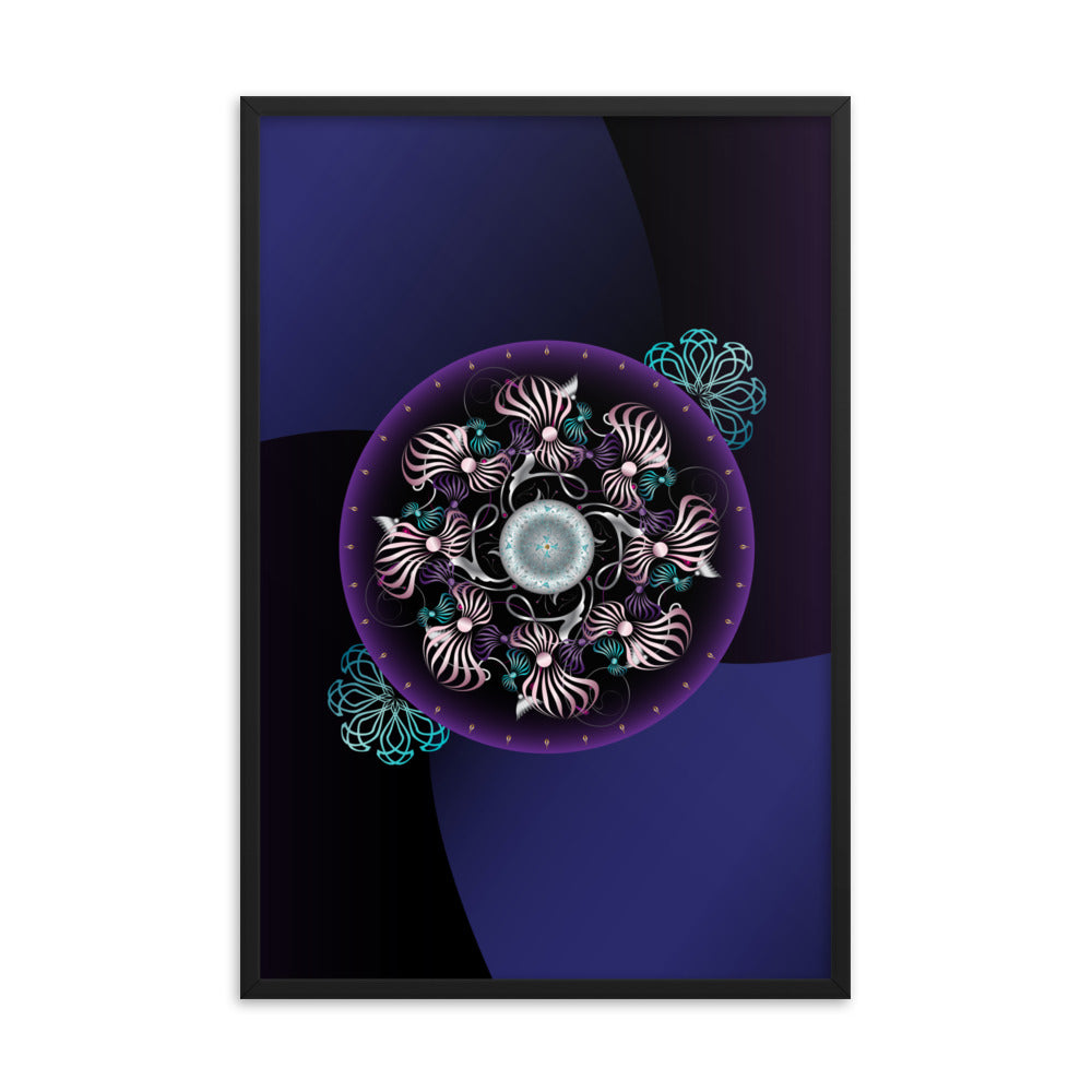 Framed Poster OVC No 4298 Intensely Intricate Mandala Purple - Pink - Aqua Free Shipping