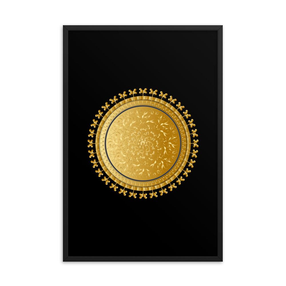 Framed Poster OVC No 4220 Intensely Intricate Mandala Black - Gold Free Shipping