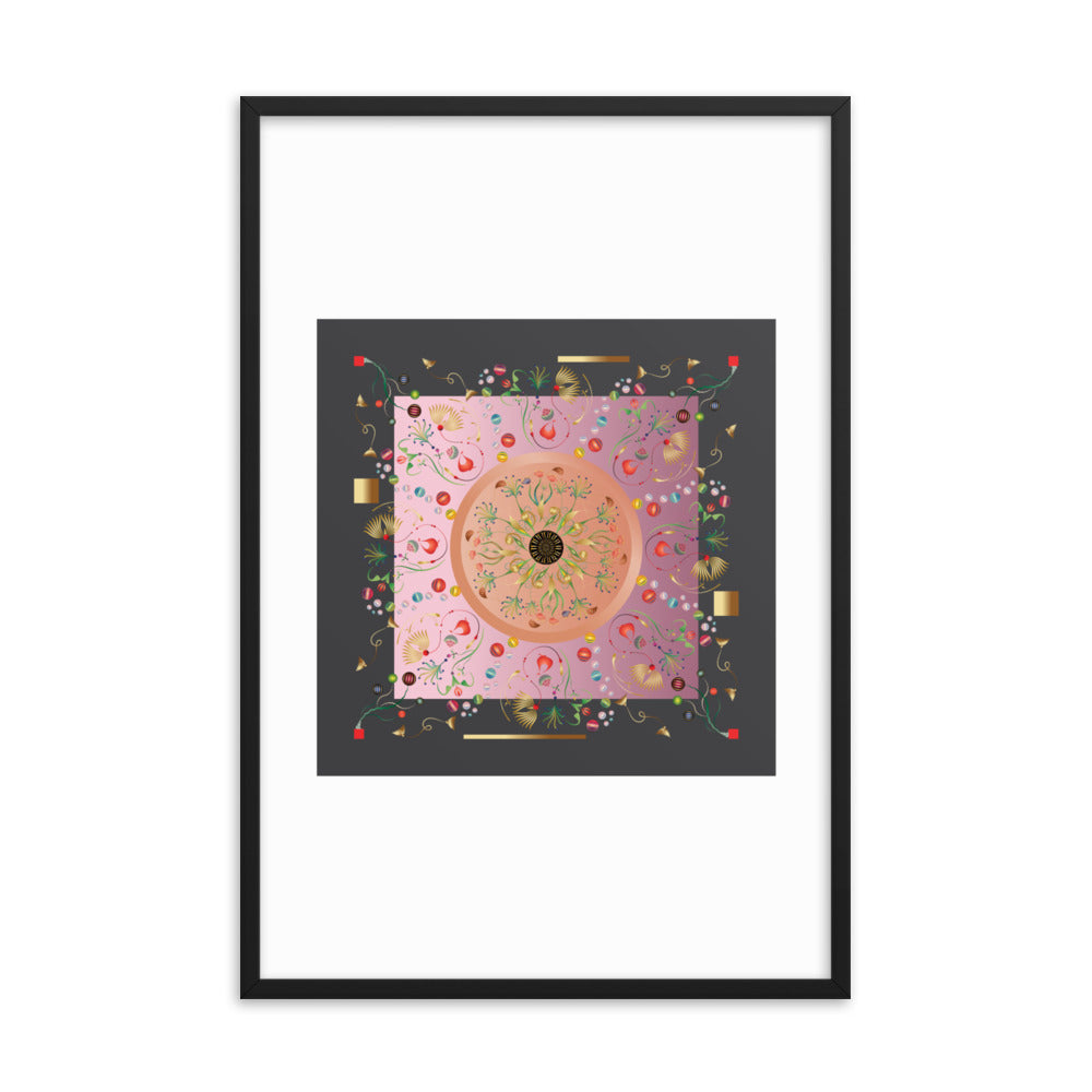 Framed Poster Kuklos No 4390 Mandala Aqua - Pink - Gold Free Shipping