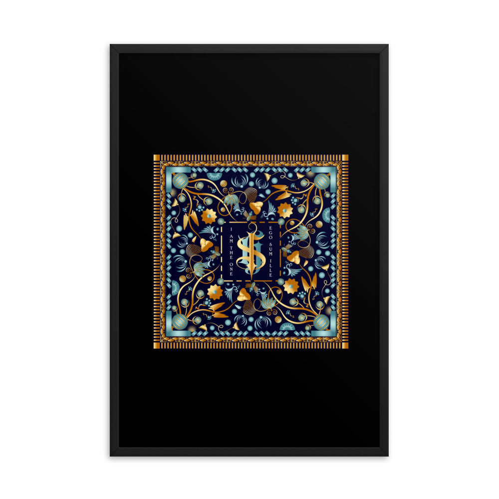Framed Poster Kuklos No 4453 Mandala Aqua - Gold Free Shipping