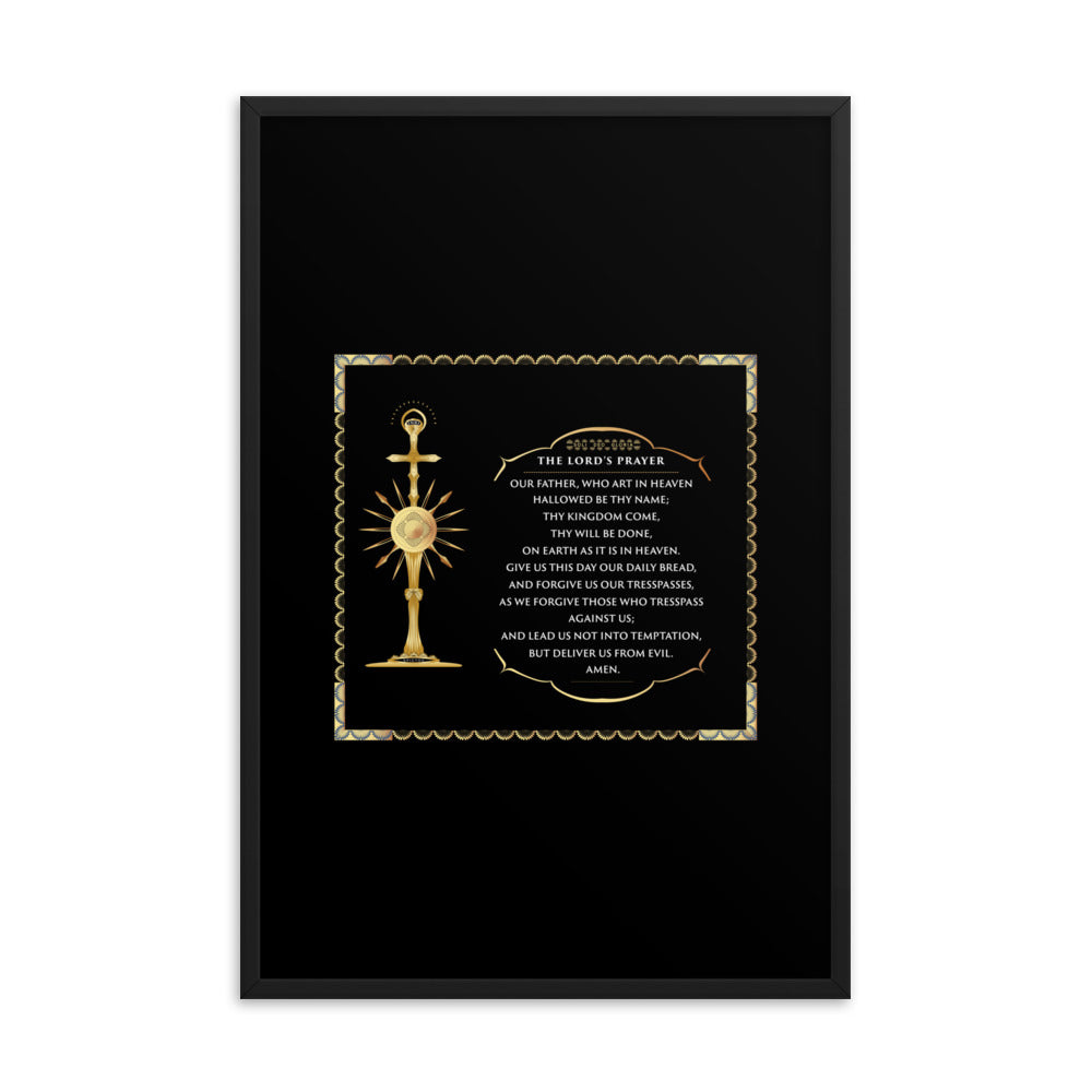 Framed poster The Lord's Prayer with a Golden Monstrance Free - Shipping